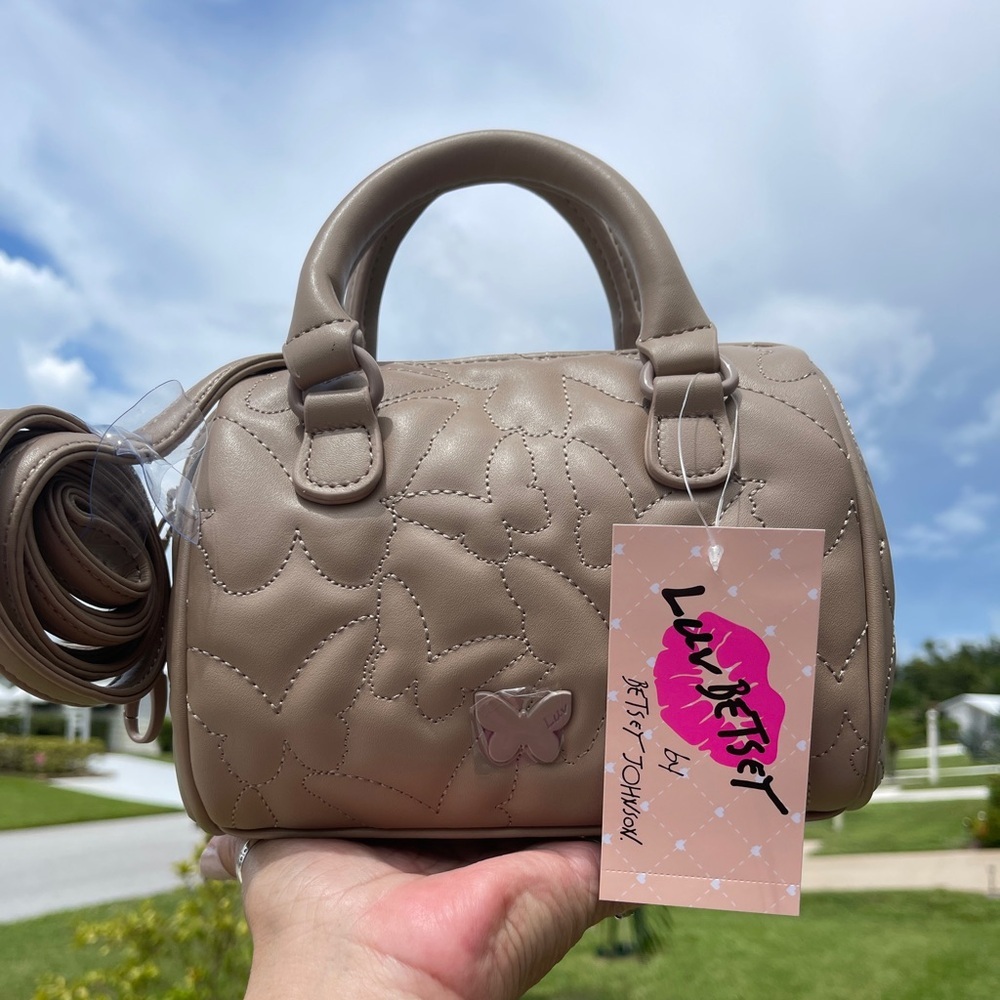 LUV BETSEY By BETSEY Harley Mini Barrel Crossbody In Taupe - Picture 8 of 14